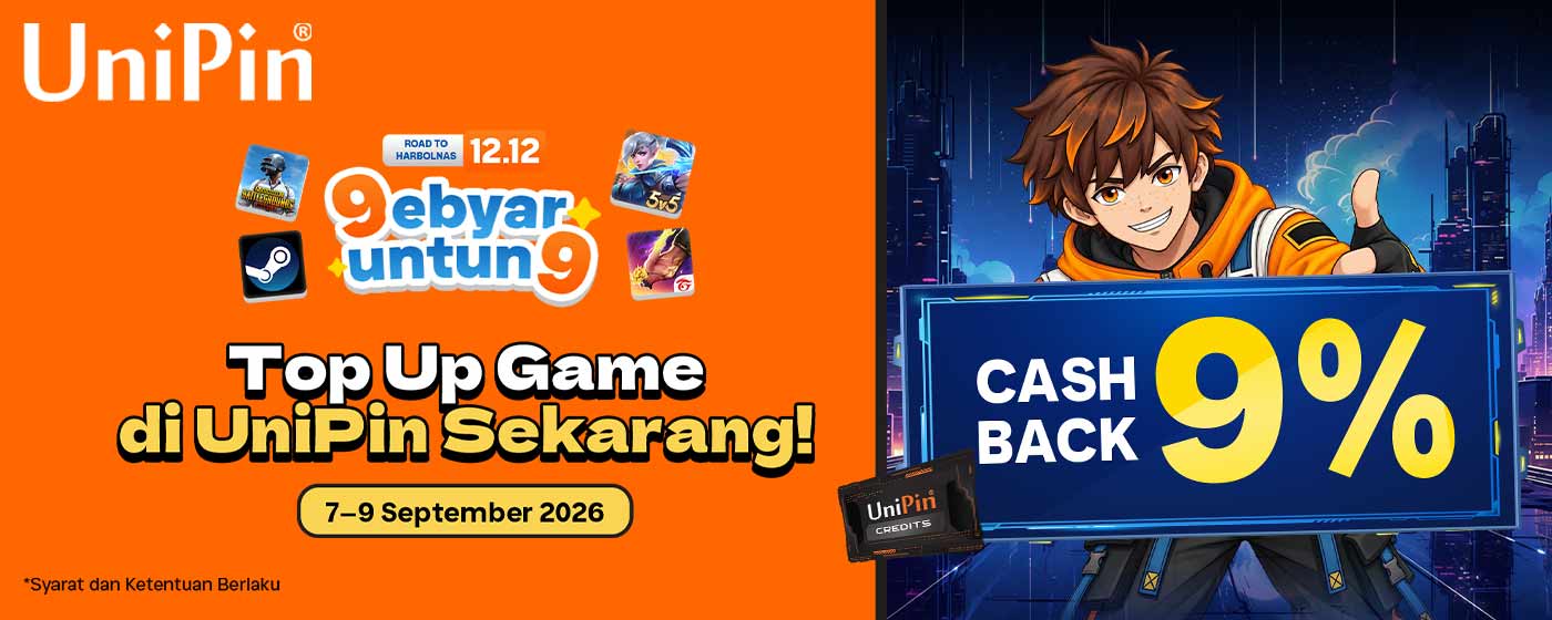 Rayakan 9EBYAR UNTUN9! Dapatkan Cashback Spesial Road to HARBOLNAS di UniPin!